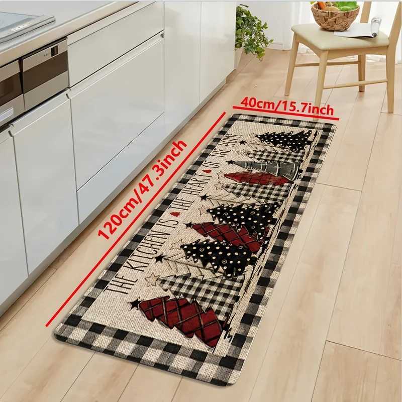 VIKAMA Christmas Carpet Plaid Tree Floor Mat Kitchen Rug Doormat Welcome Mat Rug For Bedroom Carpet For Live Room Home DecM251117