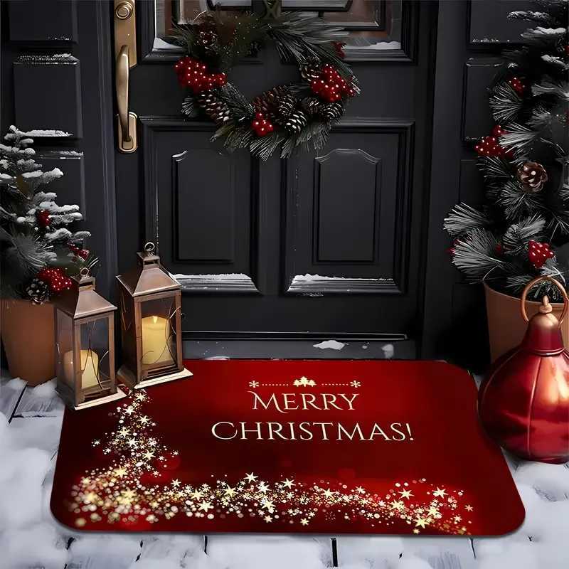 VIKAMA Merry Christmas Shining Stars Pattern Christmas Welcome Doormat Area Rug-Machine Washable-For Living Room BedroomM251117