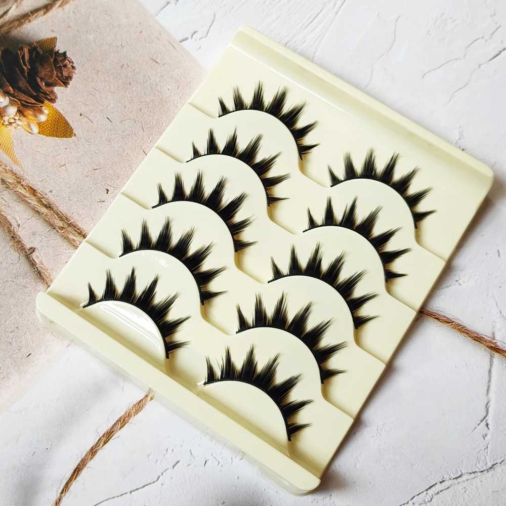 5 Paris Cat Eye False Eyelashes Long Thick Cosplay Fake Eye Lashes Extension Smokey Natural Makeup Handmade ReusableT251117