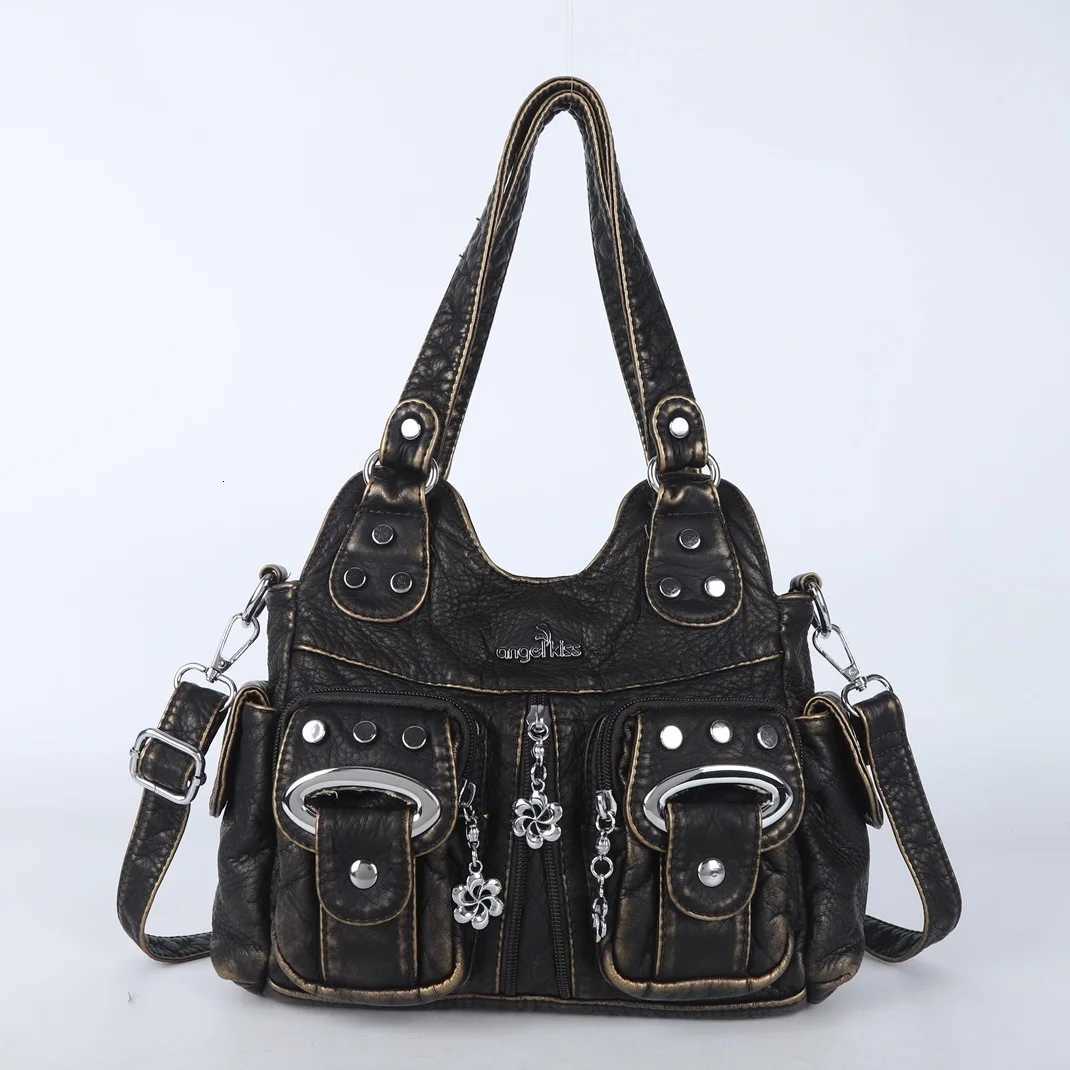 Women Handbag Fashion Small PU Shoulder Bag Soft Hobos Messenger Top-handle Bag Tote Satchel Front Pockets PurseW251117