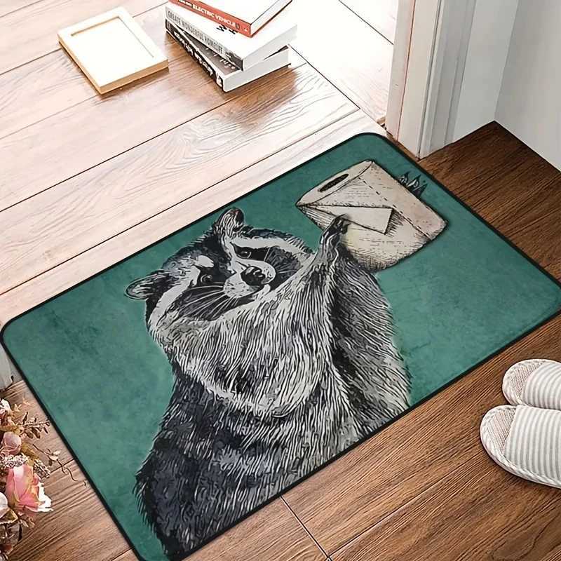 Luxury VIKAMA Fun Raccoon Toilet Paper Carpet Thickened Anti-Slip Bathroom Mat Bedroom Entrance Creative Floor Mat Cute Pet Home Decor Y251117