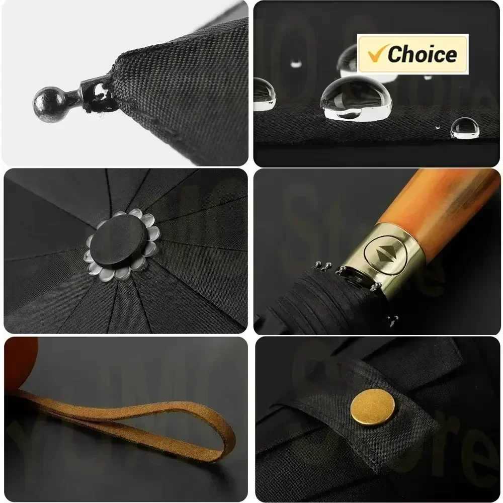 OLYCAT Fully Automatic Umbrella Men 10K Windproof Folding Umbrella 280T Fabric Big Parasol Umbrella Wooden Handle C251117