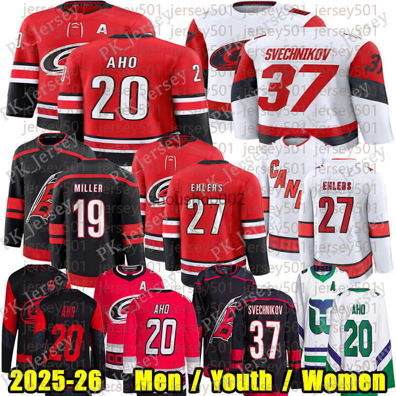 20 Sebastian Aho carolina hockey jersey 27 Nikolaj Ehlers Seth Jarvis Andrei Svechnikov hurricane jersey KAndre Miller Staal Logan Stankoven Jaccob Sl