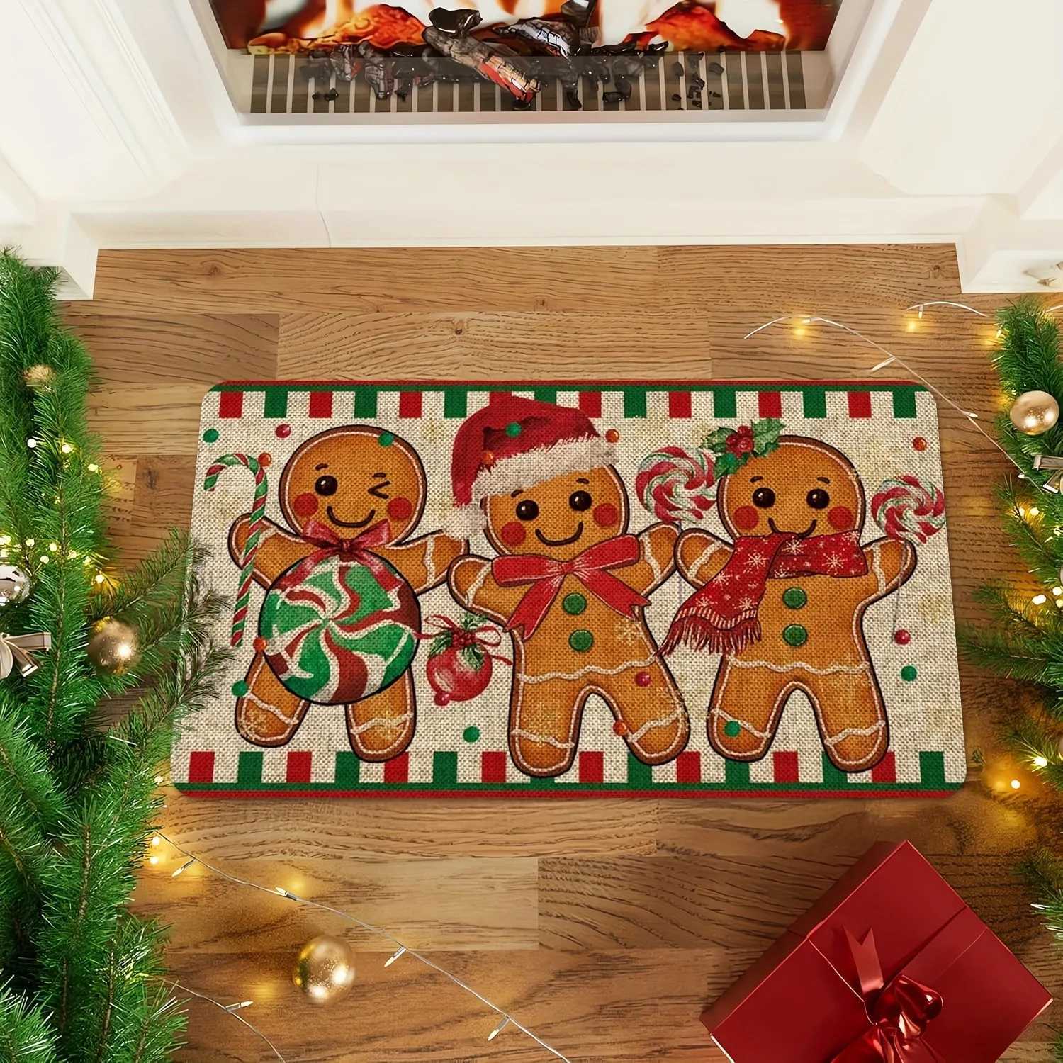 Christmas gingerbread man decorative door mat non-slip absorbent floor mat suitable for home room bathroom kitchenM251117