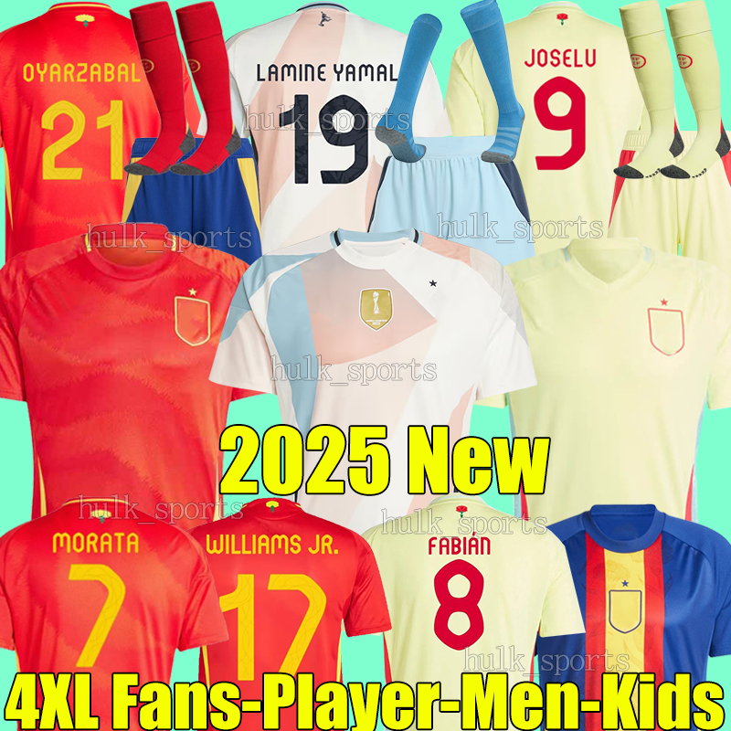 4XL 2025 SpAiN LAMINE YAMAL Soccer Jerseys 2026 Espana OYARZABAL JOSELU FERRAN WILLIAMS JR. MORATA ALEX B. FABIAN ZUBIMENDI MERINO football shirts men kids Kits sock
