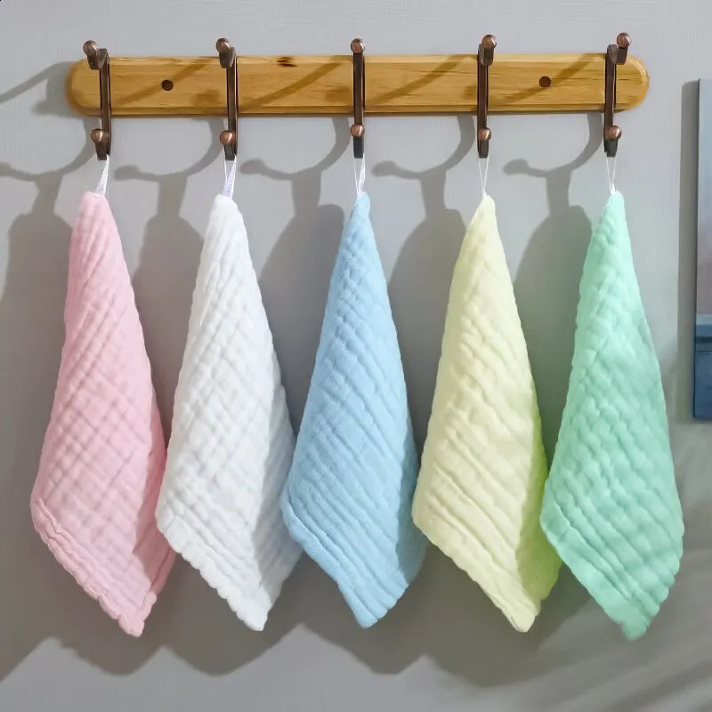 5 pieces of 30x30cm cotton soft baby towels face handle for bathroom feeding washing cloth wiping Burp 250414z