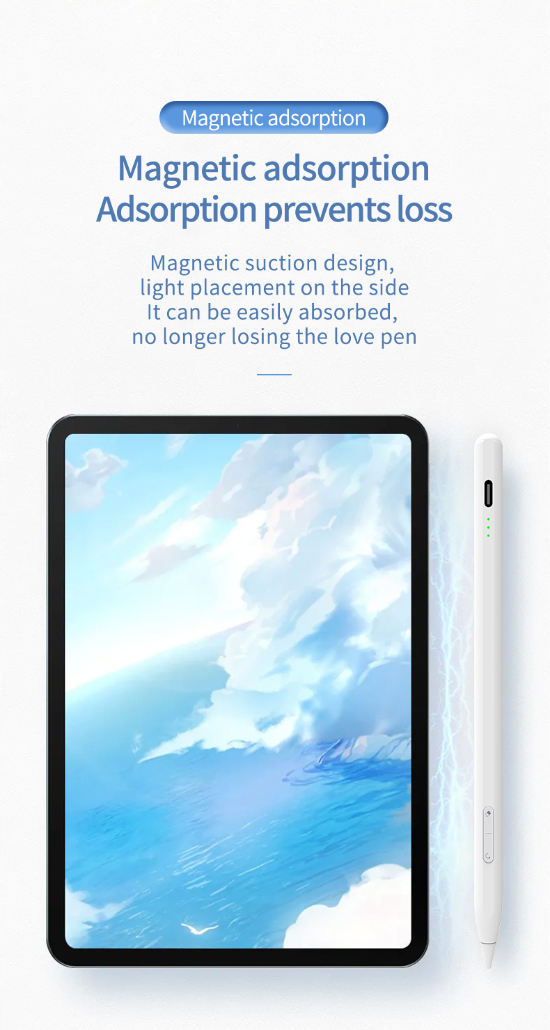 High Quality Fast Charge 3 Light Bluetooth Tablet Touch Pen Active Stylus Pen with Palm Rejection Tilt Function for Ipad with Shortcut key function
