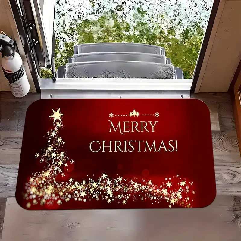 VIKAMA Merry Christmas Shining Stars Pattern Christmas Welcome Doormat Area Rug-Machine Washable-For Living Room BedroomM251117