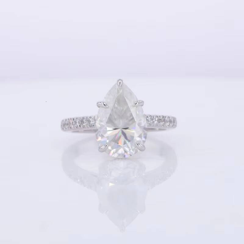 3CT Fashion Jewelry Gold 10K 14K Moissanite Diamonds Women Ring Synthetic Moissanite Engagement Ring Pear Shape