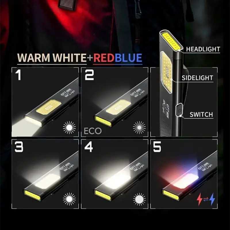 GT7 Tactical Flashlight with 6 Lighting Modes Rechargeable Long Lasting Battery Floodlight for Camping Emergency and Survival M251117