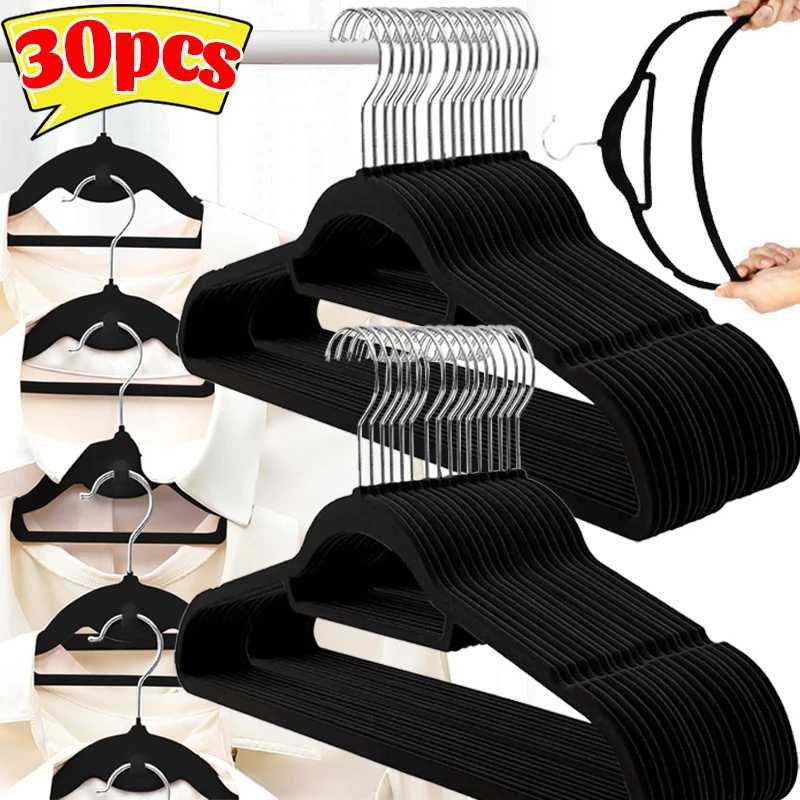 Velvet Clothes Hangers Non-Slip Hanger with Pants Bar Space Saving Flocked Hangers for Suits Shirts Coats Wardrobe Storage C251117