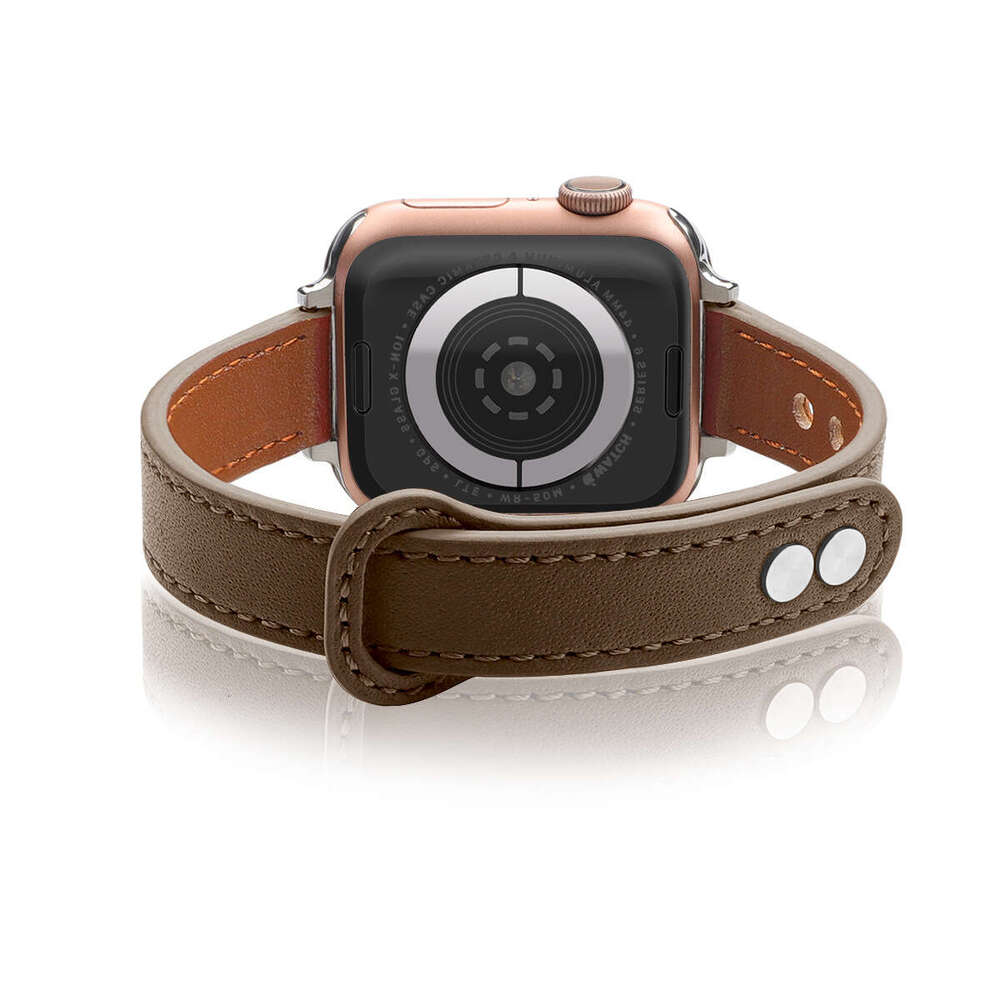 Suitable For Apple Watch Ultra Fine Double Nail Color Blocked Genuine Cowhide Small Waist Applewatch10 Strap