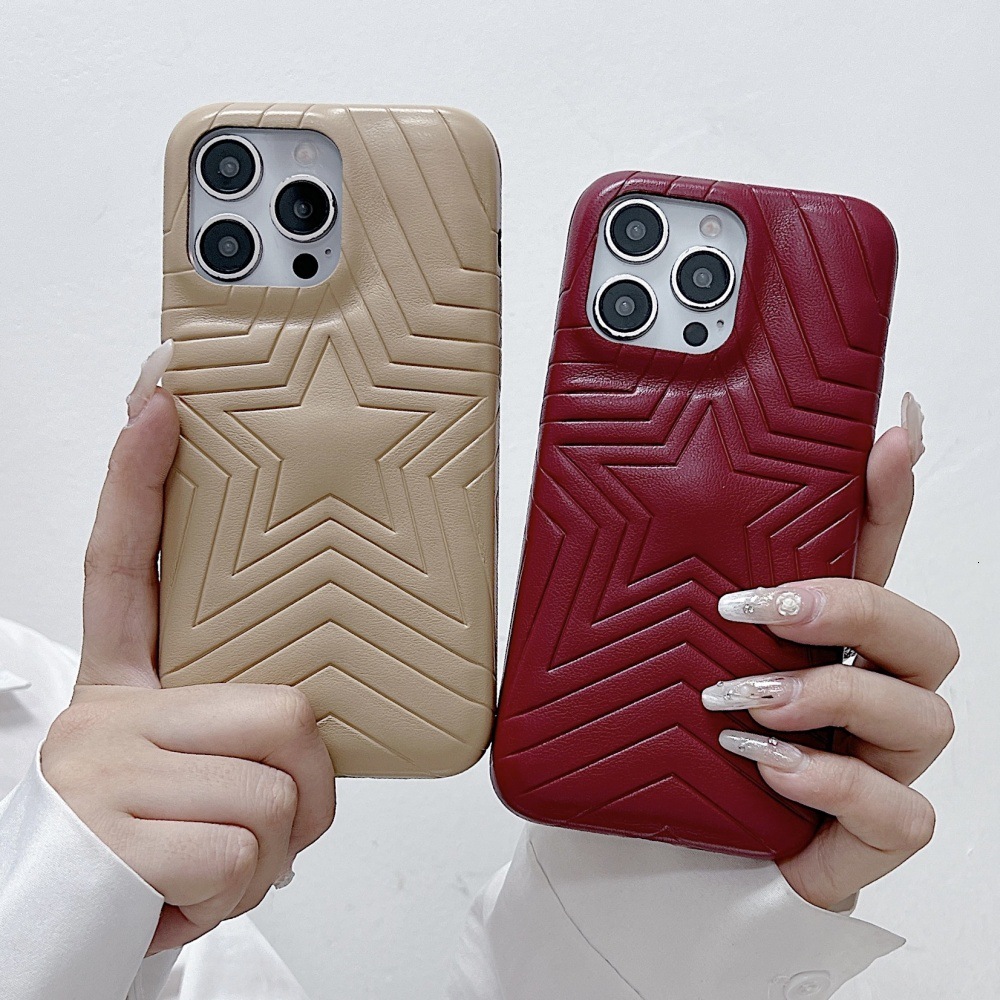 Line Five-Pointed Star Phone Case Compatible with iPhone 16/15 Pro Simple Solid Color Protective Cover iPhone 14 Cartoon