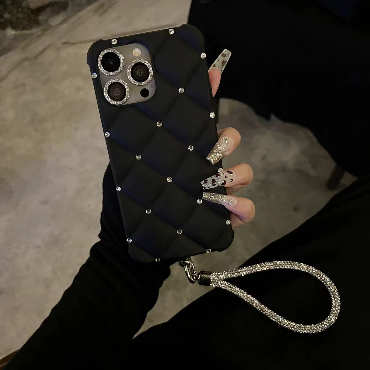 Diamond Grid Phone Case Compatible with iPhone 17 Pro Max High-end Protective Cover iPhone16