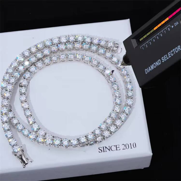 Wholesale Price Ice Out 3mm 4mm 5mm Round Moissanite Diamond Tennis 925 Sterling Silver Chainin White Gold