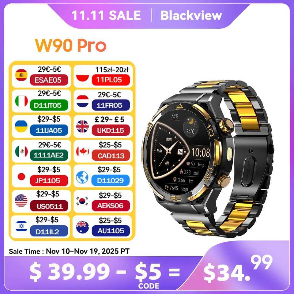 Blackview W90 Pro Outdoor Smart Watches with GPS 143 AMOLED Display 900mAh/ 20Days Standby Waterproof Sport Watch for MenM251117