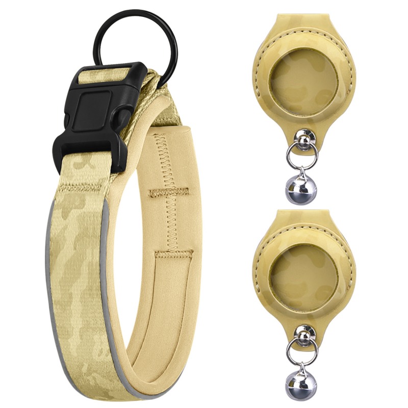 Factory Custom & Free Design Airtag Holder Dog Collar Adjustable Soft Nylon Ribbon Reflective Quick Release Dog Airtag Collar