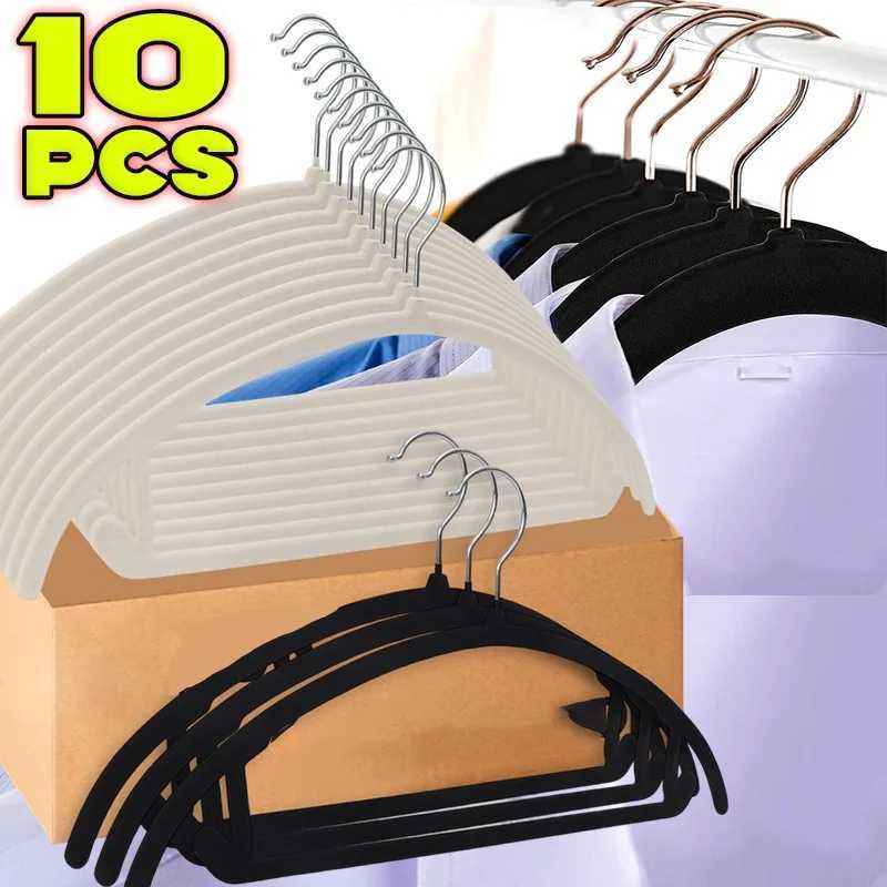 Non-slip Plush Clothes Hangers Anti Shoulder Corner Clothes Hanger Laundry Rotating Hook Clothes Hangers Seamless Arc Organizer C251117