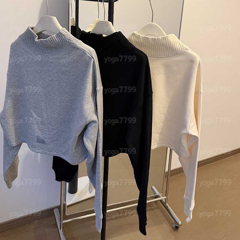 Yoga Hoodies Mock Neck Fleece Lined Cropped Sweatshirt Womens Yoga Pants Knit Sweatpants Slim Fit Sweater Straight Leg Pants Sporty High Waist Wide Leg Pants