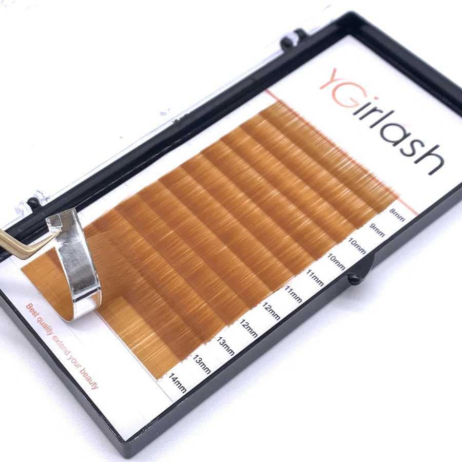 YGirlash High Quality Straight Curvate Extensions False Eyebrows 12Lines Light And Dark Brown Eyebrow ExtensionT251117