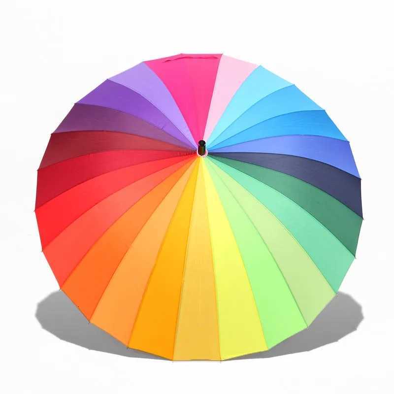JPZYLFKZL 24K New Long-handle Rainbow Umbrella 2-3 People Car Luxury Large Windproof Straight Umbrella Corporation C251117