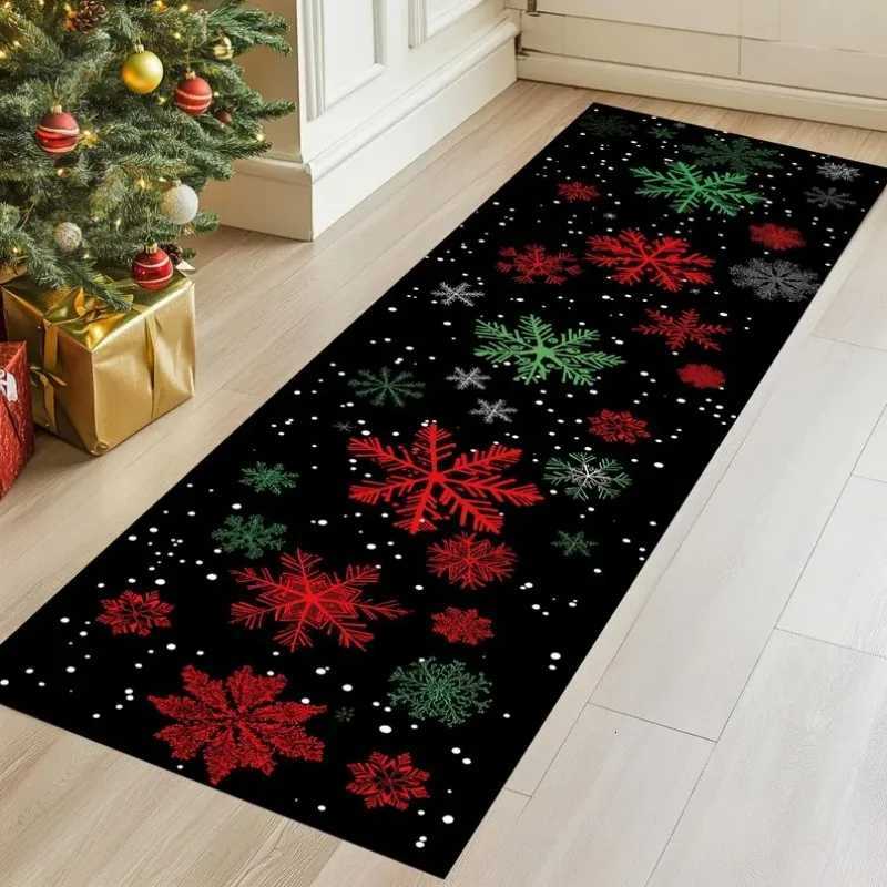 Christmas Area Rug Santa Snowmen Reindeer Floor Mat Christmas Decoration Indoor Red Soft Flannel Runner Rug Home DecorM251117