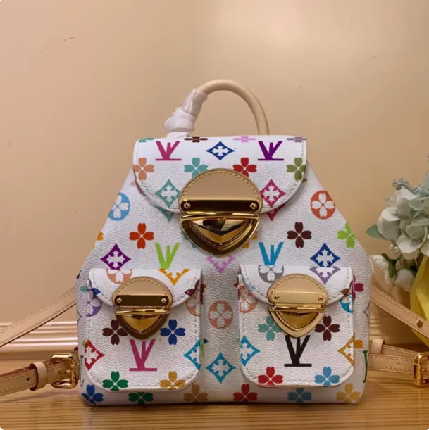 2025 Danning venice backpack M13081 M46836 Venice backpack designed by Takashi Murakami is a classic colorful flower handbag with multiple pockets for women