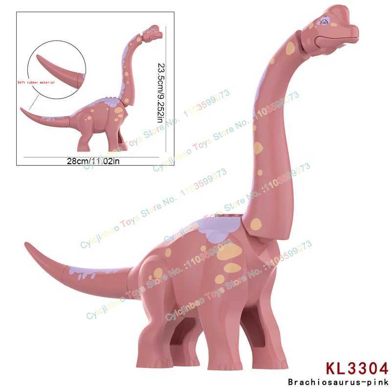 MOC Jurassic Dinosaur World Grey Brown Pink Green Brachiosaurus Building Kit Bolcks Brick Dinosaur Park Character Toy ChildrenY250417WGYB