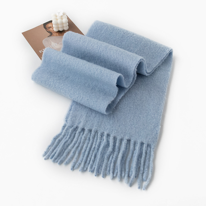 K423 Wool scarf 2024 autumn and winter solid color versatile men and women cashmere feel scarf thick warm neck scarf