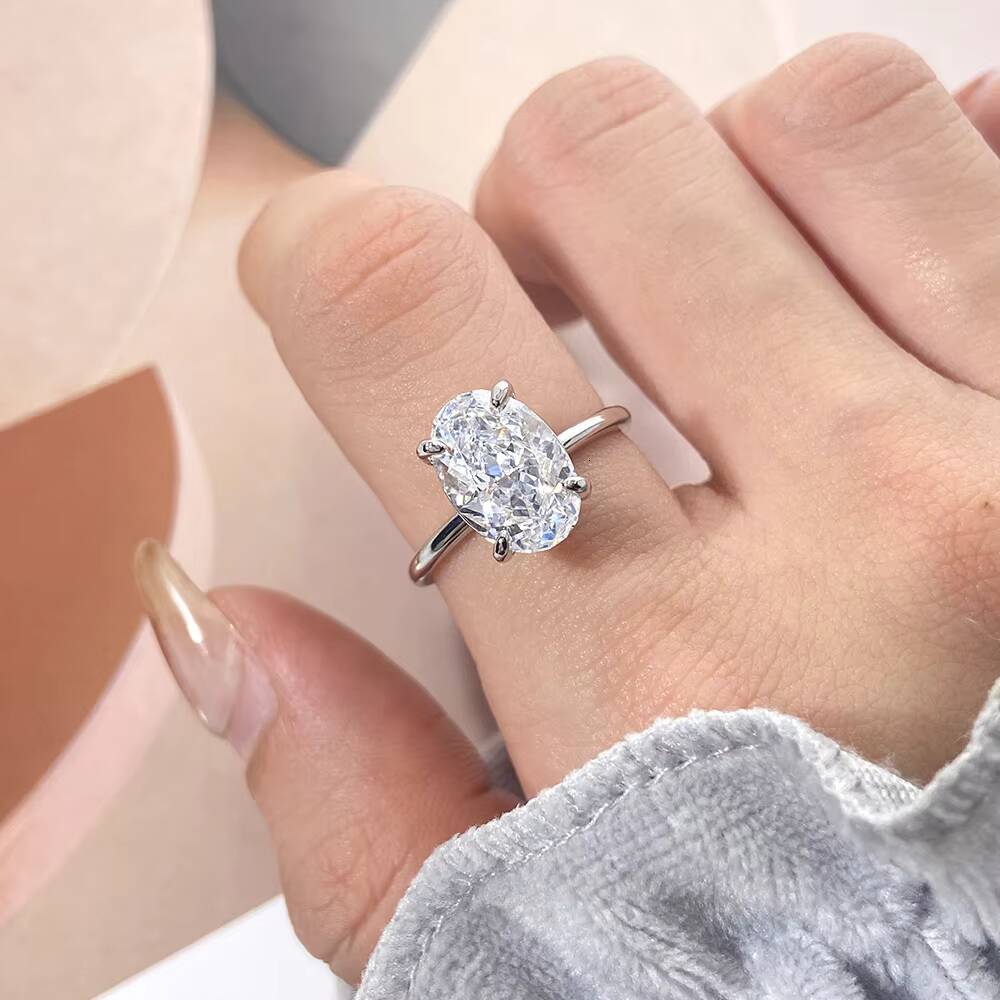 FOXI High Quality 8A Iced Cut Stone 925 Silver Ring Women Engagement 925 Sterling Silver Ring in Stock