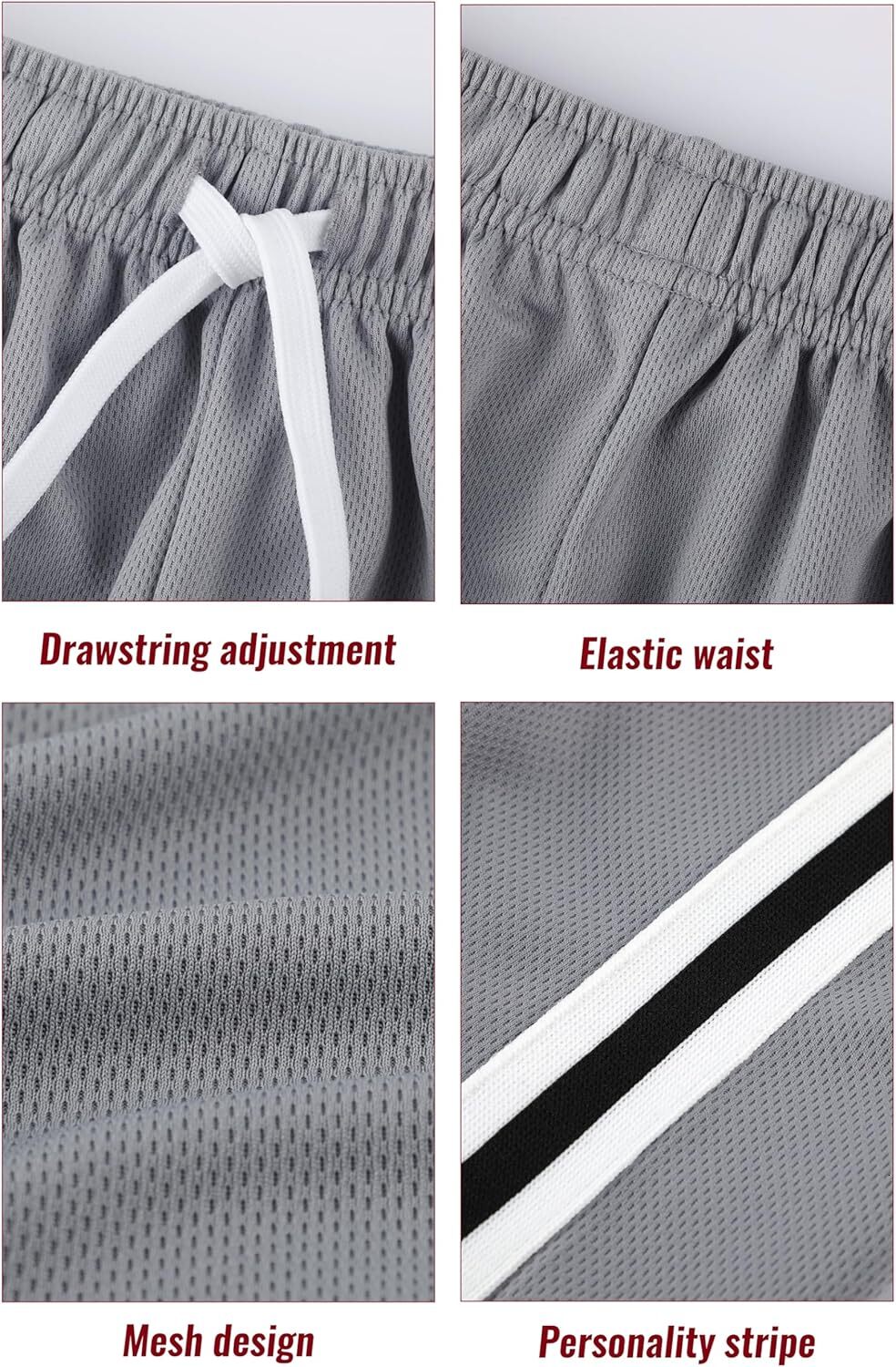 6-piece set of children's shorts, boys' basketball mesh sports gym football quick drying shorts suitable for summer