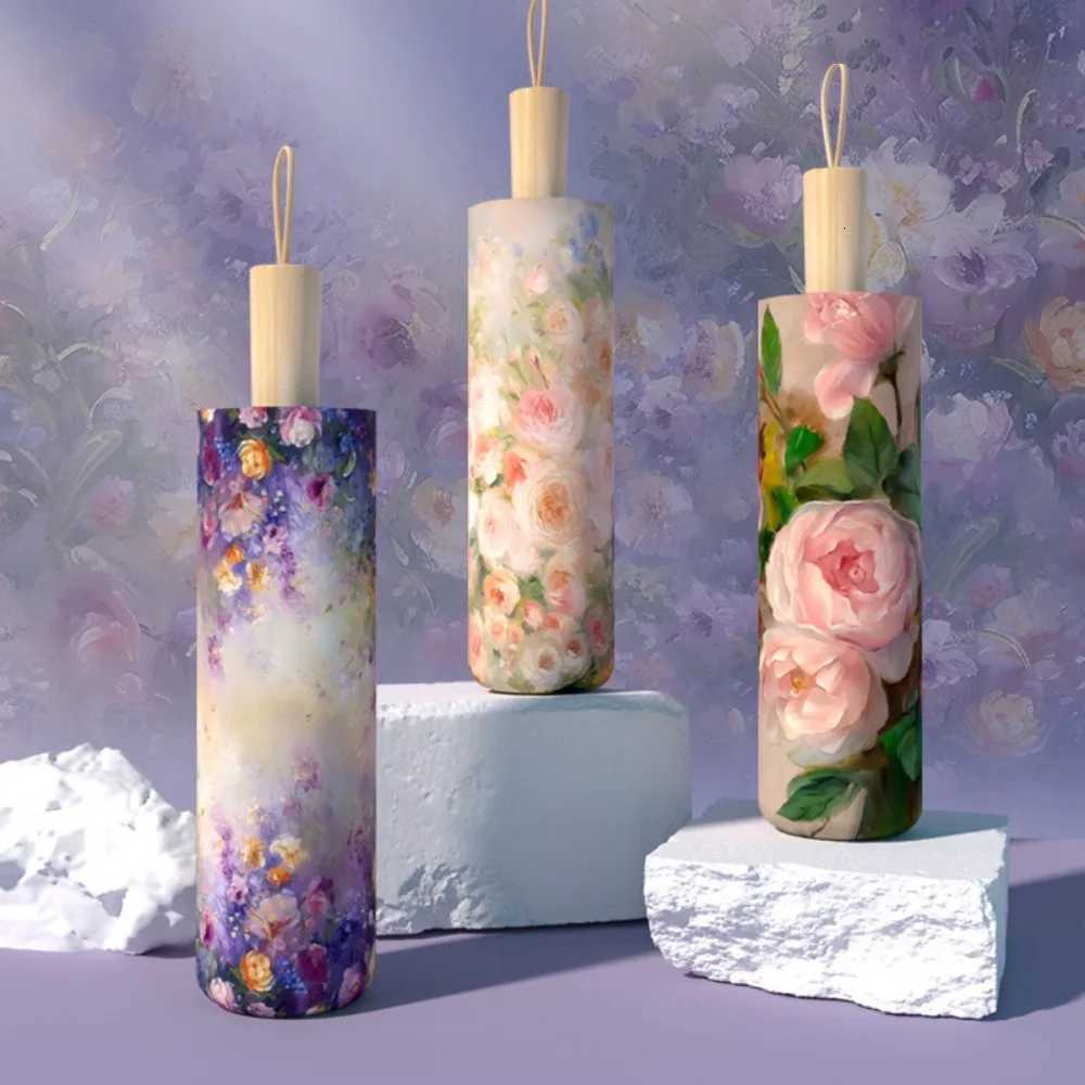 Women Oil Painting Flowers 16 Ribs UV Protection Pongee Fabric Foldable Sun Rain Umbrella Color Coated C251117