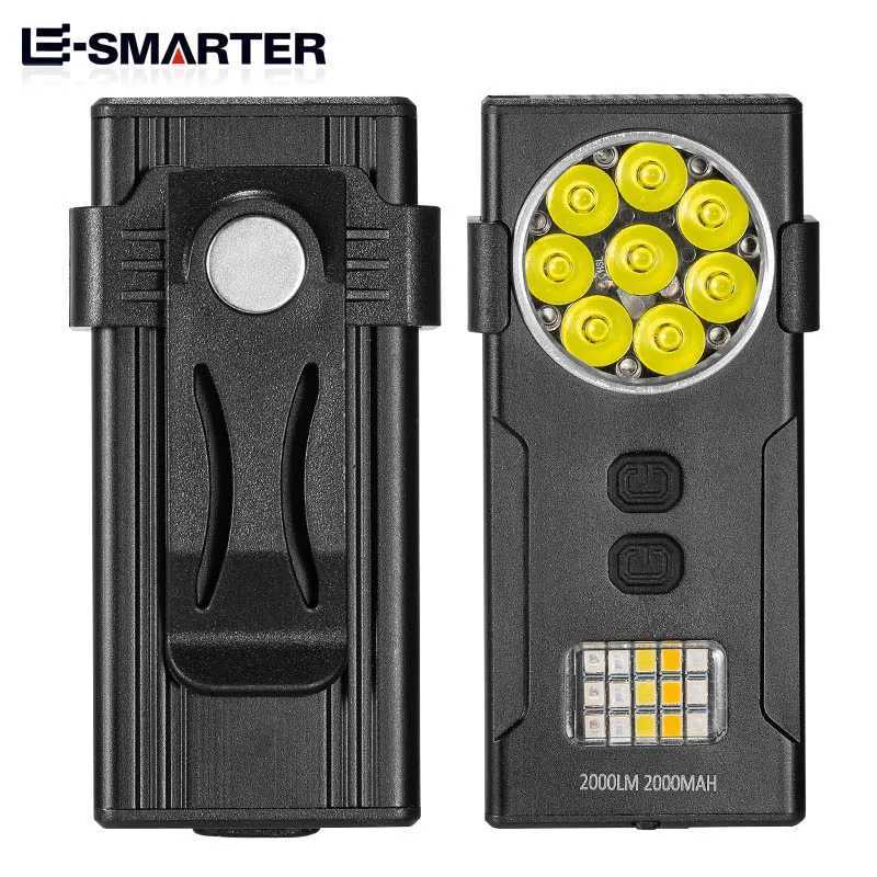 Mini LED EDC Keychain Flashlight Rechargeable Portable Work Light Outdoor Emergency Torch With Magnet Clip Camping Lanterns M251117