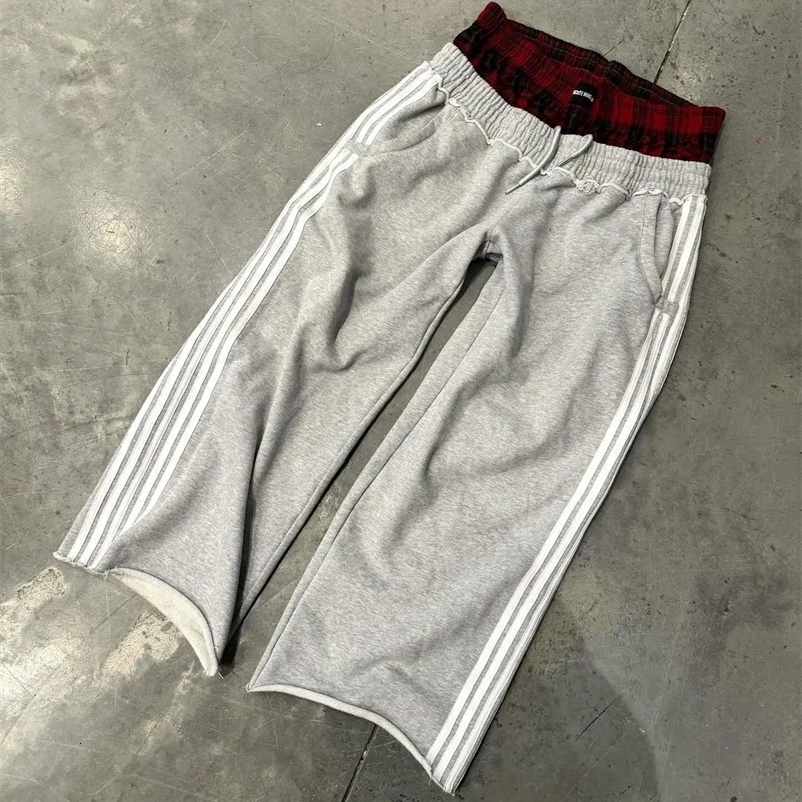 Y2K Fashion Striped Casual Pants Men and Women Retro Harajuku Baggy Straight Pants High Waist Loose Hip Hop Sweatpant Streetwear 250415