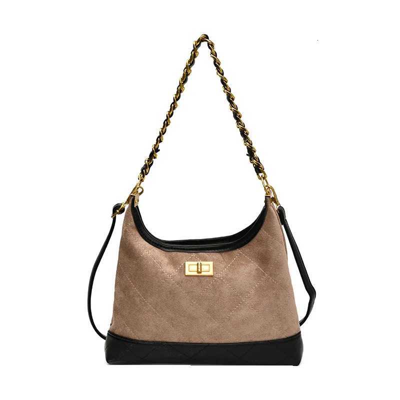 New Suede Underarm Bag for Women Korean Version of Xiaoxiangfeng Chain Bag Diamond Messenger Bag Retro TrendyW251117
