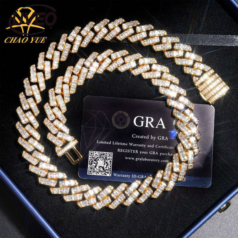 VVS Jewelry Gold Sterling Silver Iced Out 925 Moissanite Cuban Ring Hip Hop Pass Diamond Tester Cuban Link Chains Pendant Women Mens Gift