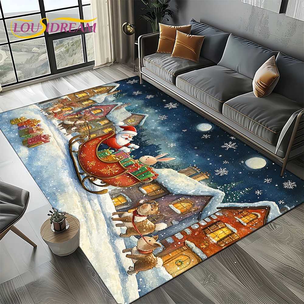 2025 Merry Christmas Tree Santa ClausNew Year Fairy Tale Gift Carpet Rug for Home Bedroom Sofa Doormat DecorNon-slip Floor MatM251117