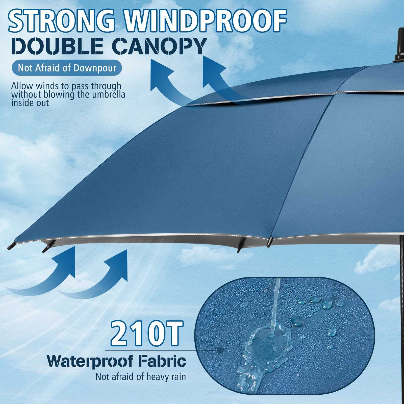 Umbrella Large 62 Inch UV Protection Umbrella Auto Open Vented Double Canopy Extra Large Windproof Stick Umbrellas C251117