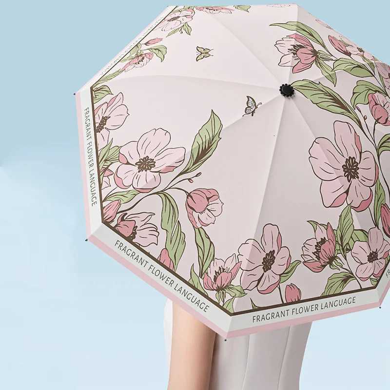 Sun Rain Umbrella Anti-UV Protection Vinyl Coating Umbrella Portable Folding Umbrella With Storage Bag C251117