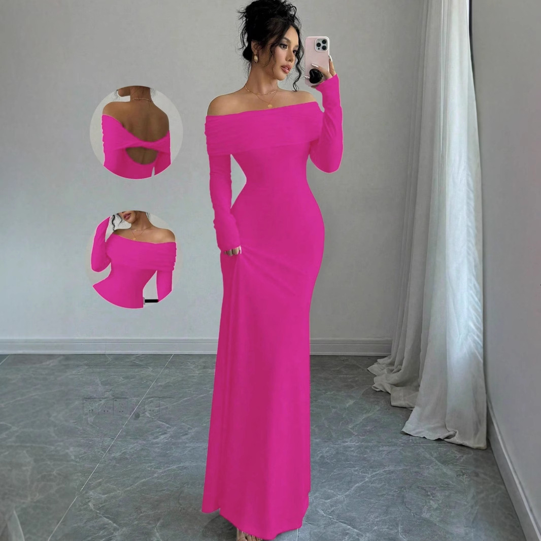 New sexy backless off shoulder dress, elegant long skirt, evening dress, designer fashion dress