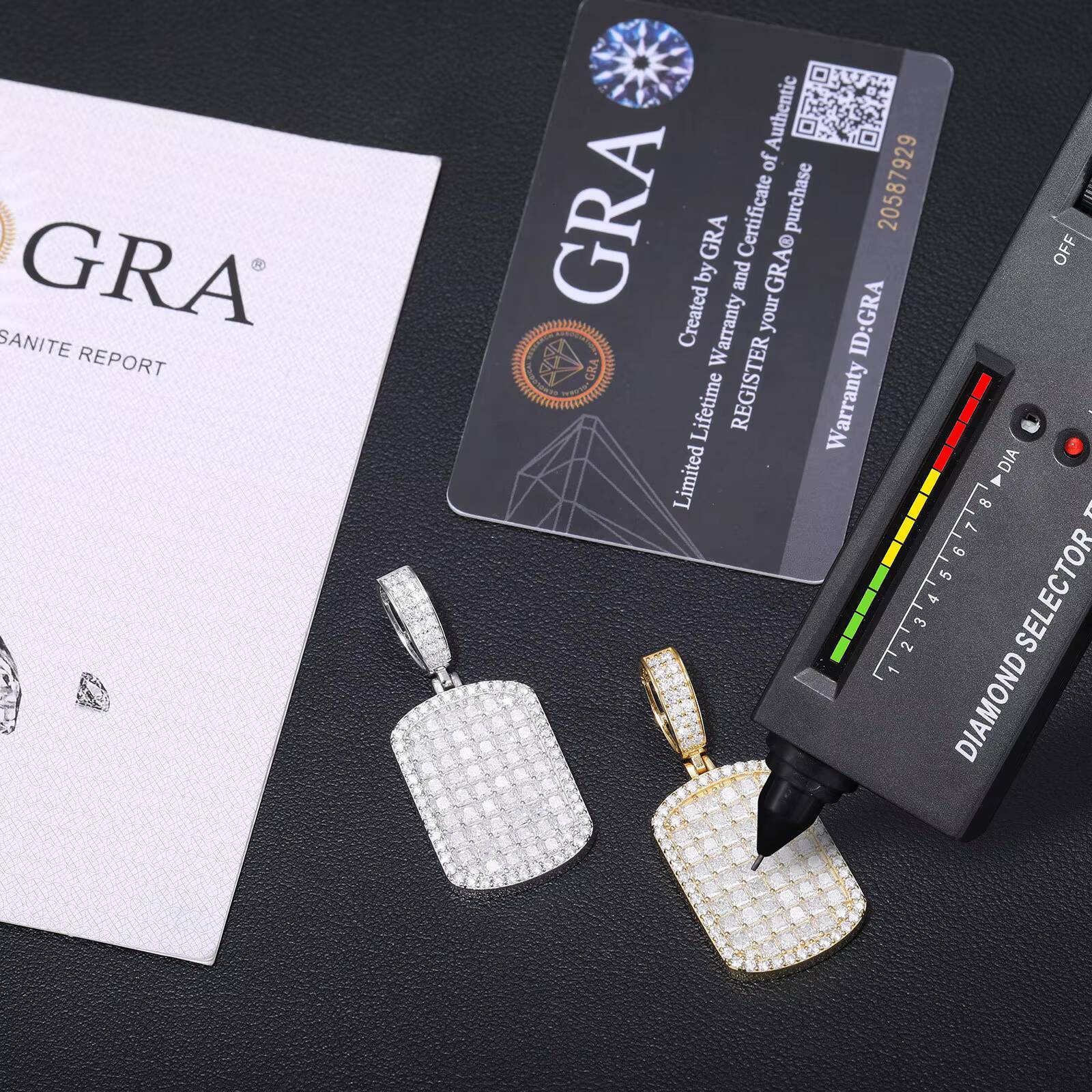 S925 Silver Moissanite Necklace Hip Hop Brand Rectangular Square Diamond Pendant Trendy