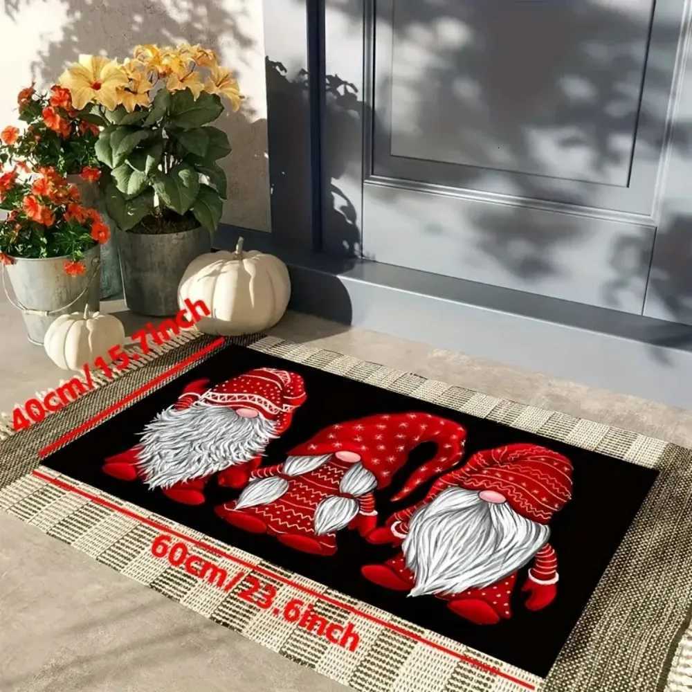 1pc Christmas Three Red Dwarves Doormat 100 Polyester Non-Slip Rug Machine Washable Home Holiday Decor Bedroom AccessoriesM251117