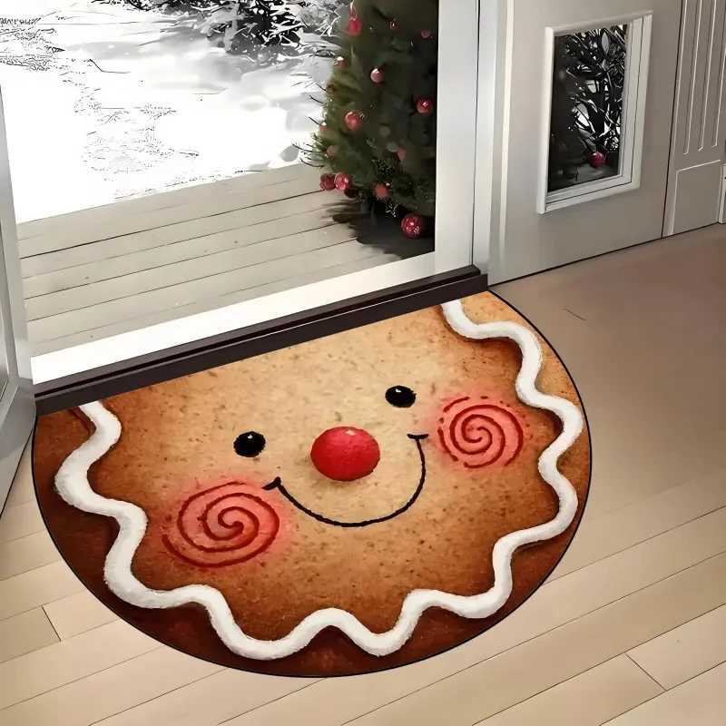 1PC Gingerbread Face Doormat Suitable for Living Room Kitchen Bedroom Farmhouse Study Hallway Laundry Christmas Day RugM251117