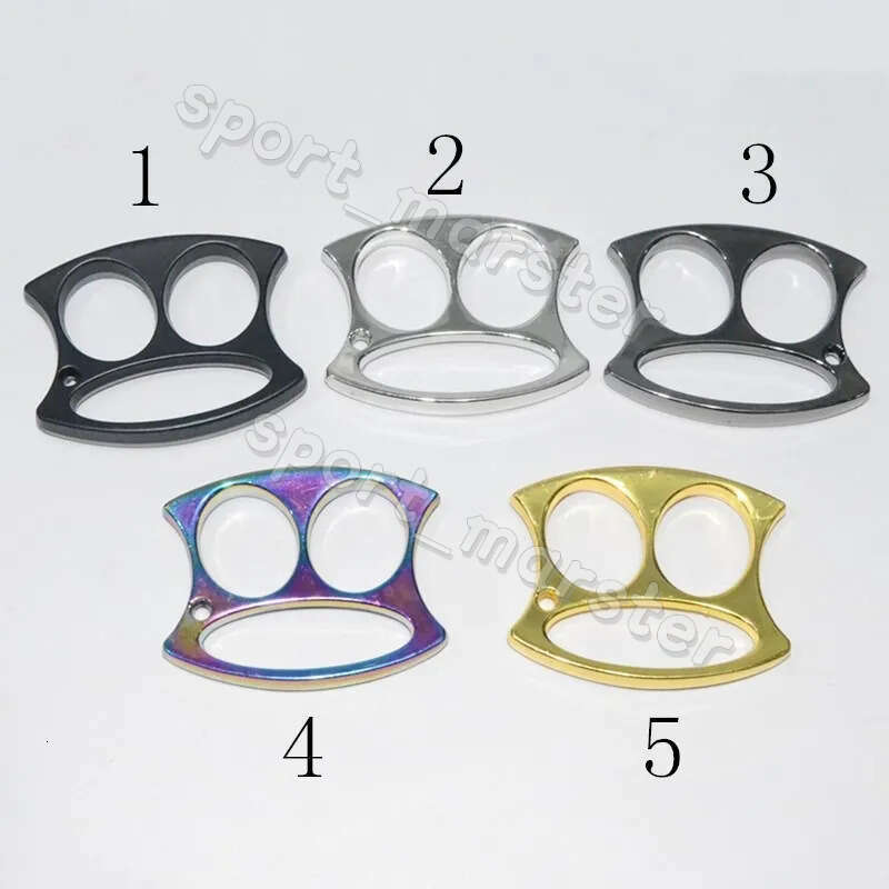 Two-finger Flat Head Brass Knuckles Finger Buckle Alloy Keychain Men's and Women's Anti-wolf Self-defense Products