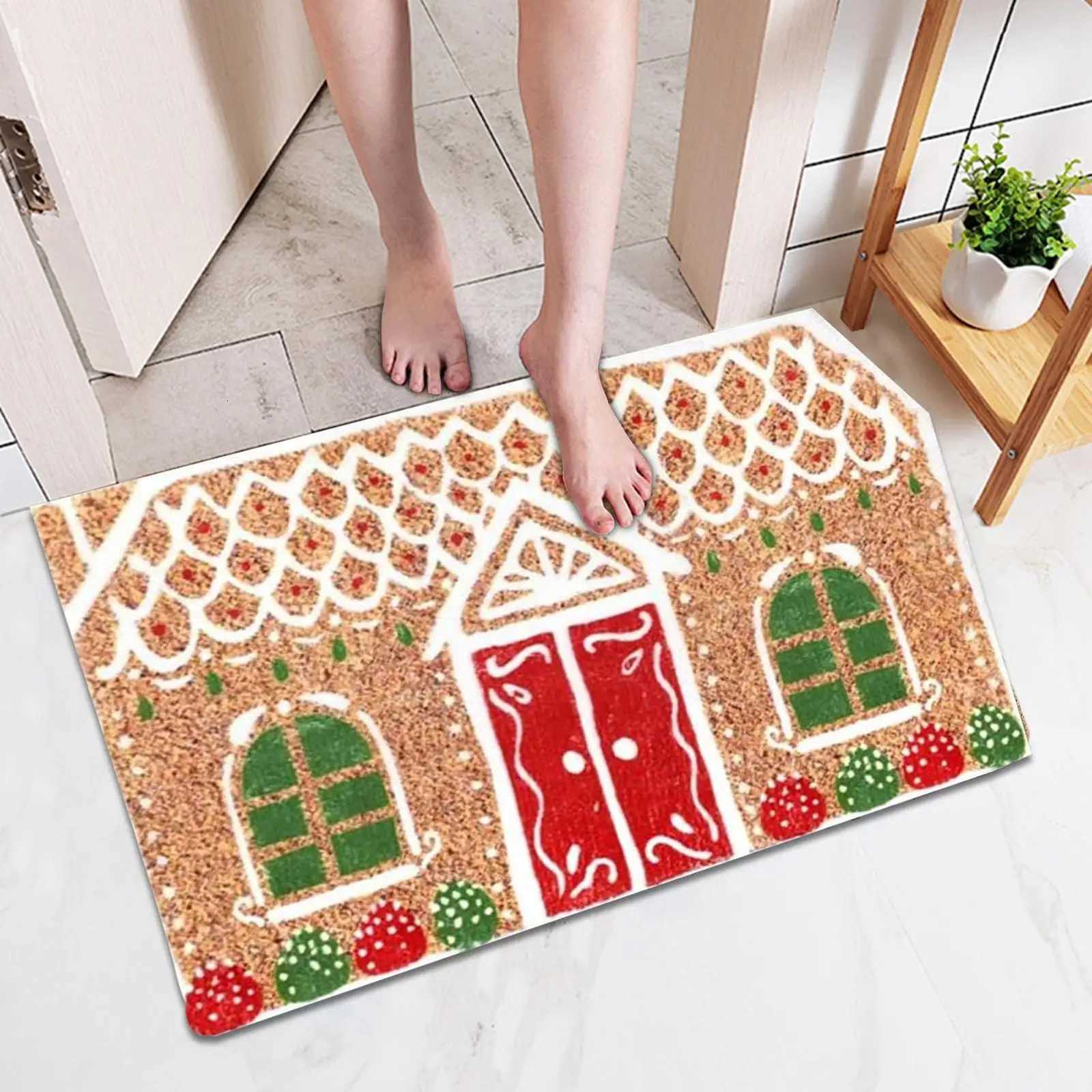 Christmas Doormat Non-Slip - Gingerbread House Holiday Front Door Mat for Indoor Outdoor Welcome Mat for Living Room EntrywayM251117