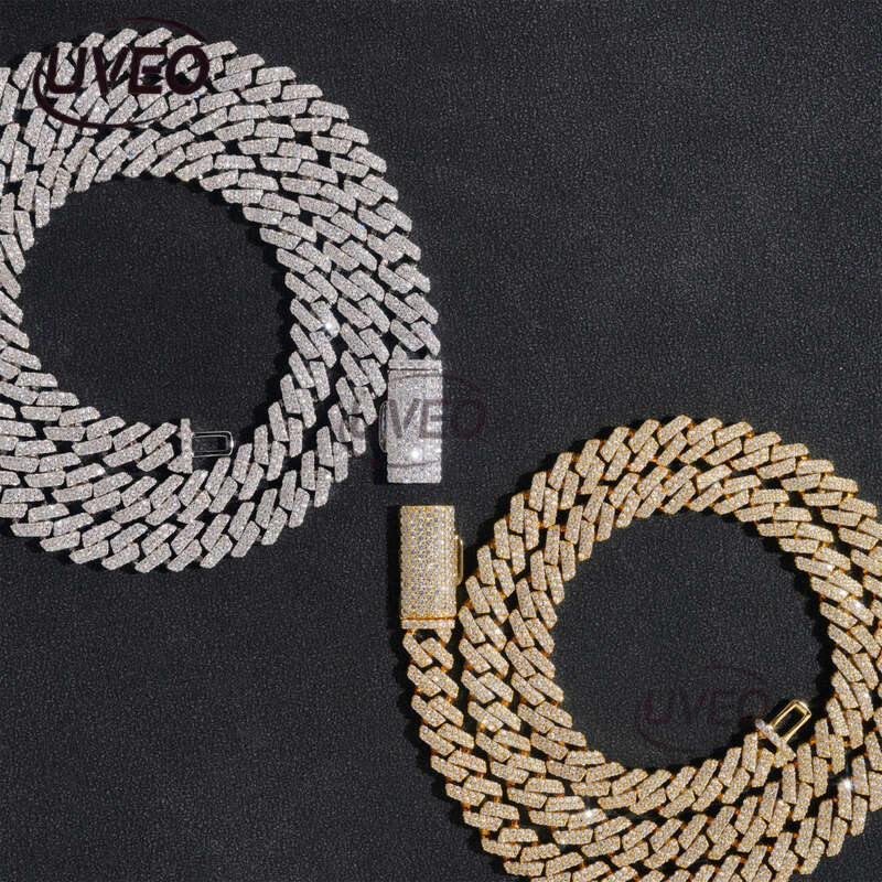 Iced Out 925 Sterling Silver Moissanite Cuban Necklace Hiphop Pass Dias Tester Cuban Link Chains Pendant Mens High Quality Women Fashion Gift Moissani