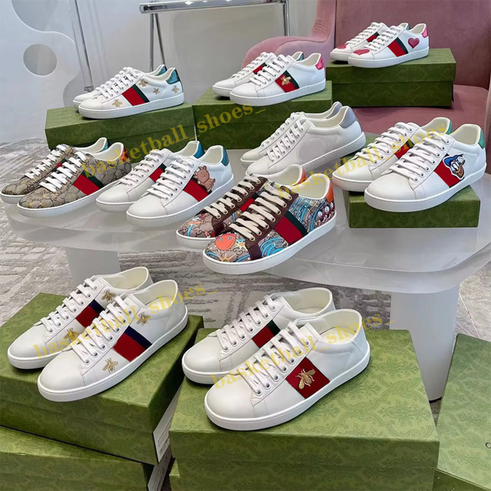 Casual Shoes Embroidered Ace Embroidery Stripes Leather Shoe Walking Mens Sports Trainers Women Low top Sneaker Size 3545 gucciis guccis gg guccisneakers 7L76