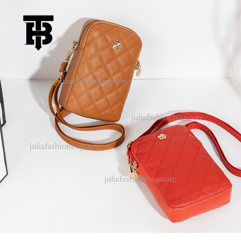 TB BHULAMTE Designer Women's Simple Shoulder Crossbody Bag Luxury Versatile Upright Phone Bag Mini Handbag Diamond Grid Embroidery Thread Zipper 