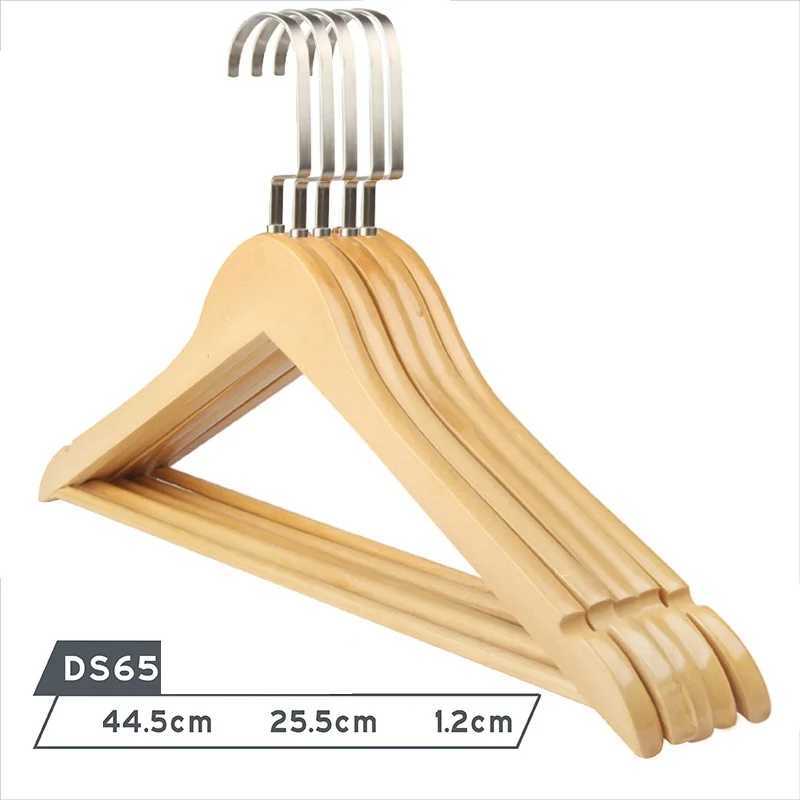 10Pcs/set Adult Extra-Wide Solid Wood and Metal Hook Wooden Hangers With Notches Non-slip Metal Hook for Clothes W2760 C251117