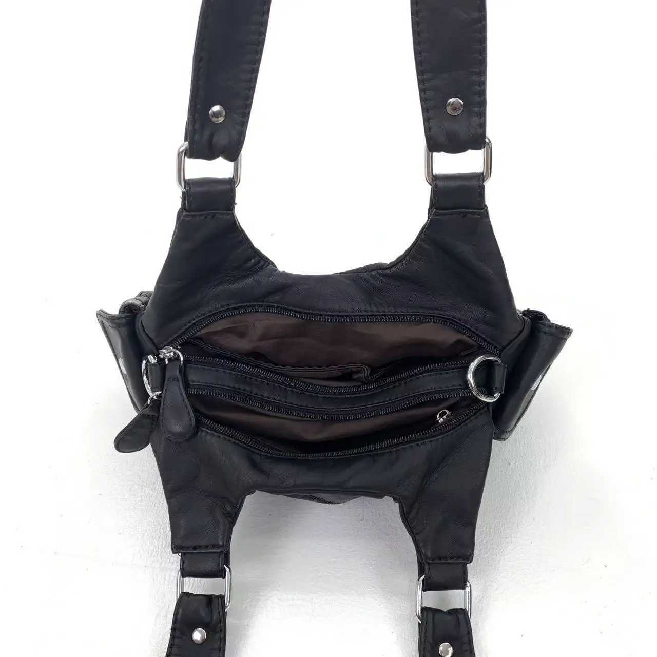 Y2K ladies vintage street shoulder bag with multiple pockets personalized rivet handbagW251117